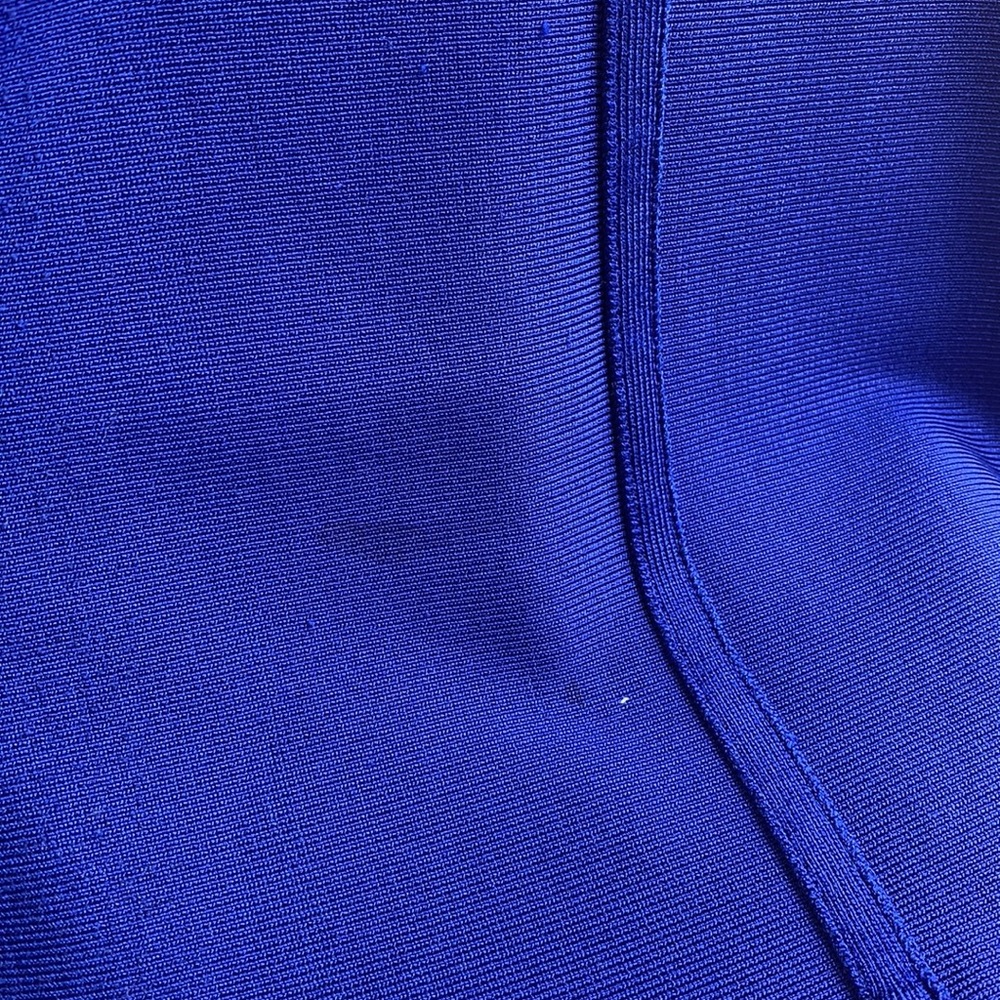 Cobalt Blue Ribbed Flared Sweater Dress - Picture 6 of 7